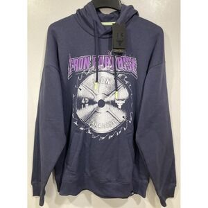 Under Armour Project Rock Iron Paradise Disrupt Purple Fleece Hoodie Men's Small